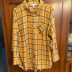 CJ Banks Yellow Plaid Shirt